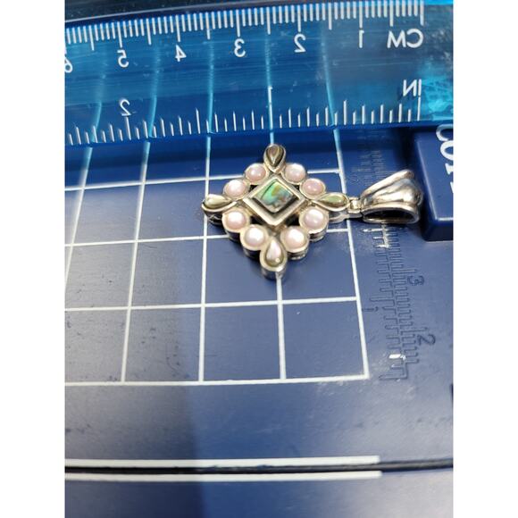 925 Sterling Silver CSX Thai Abalone Earring and Pendant Necklace Set - Picture 9 of 14